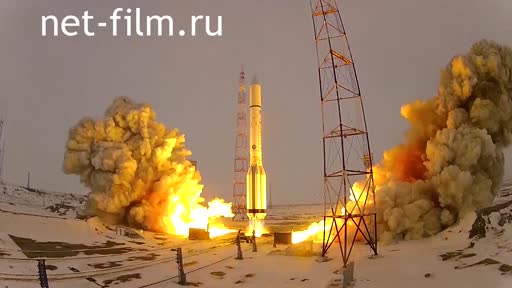 Footage Roscosmos, archive. Proton launches, slicing. (2023)