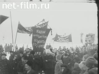 Footage Rallies and demonstrations during the February revolution in Russia. (1917)