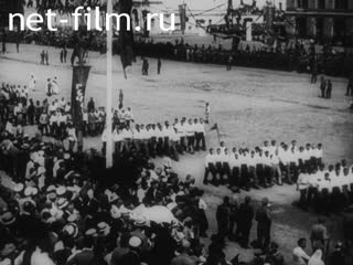 Footage Parade and demonstration on red square in honor of the 2 Congress of the Comintern. (1920)