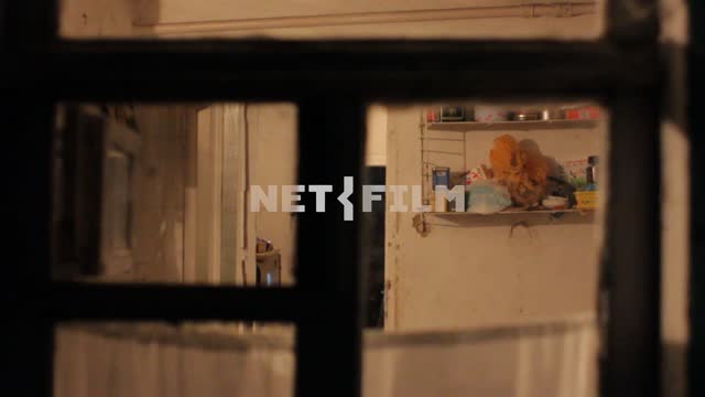 The view from the street at evening the kitchen.
The view through the window.
Room, kitchen,...
