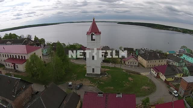 Description
Russia, the city of Sebezh, medieval tower, flying with quadcopter over the Castle...