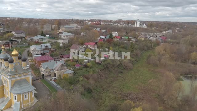 Aerial photo, survey copter Nikolo-Quay Church in the city of Murom, Vladimir oblast. autumn...