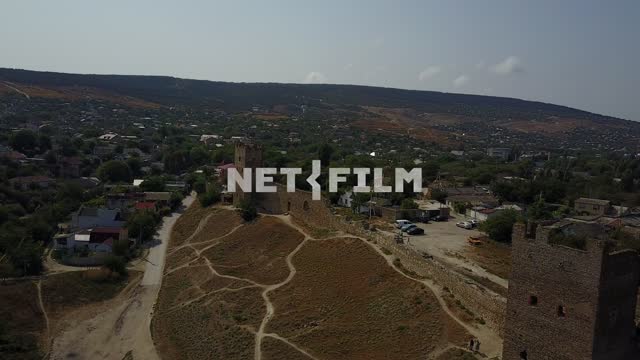 Aerial photo, survey copter, an ancient Genoese fortress of Kafa, the town of Feodosiya, Crimea,...