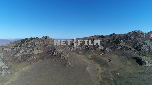 Aerial photo, survey copter, mountains in the distance, sky high, open spaces.
Nature.
Tuva,...
