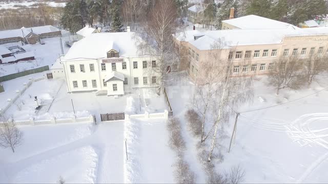 Aerial photo, survey copter, Esenin school in spas-Klepiki.
Winter.
Small town Aerial photo, survey...