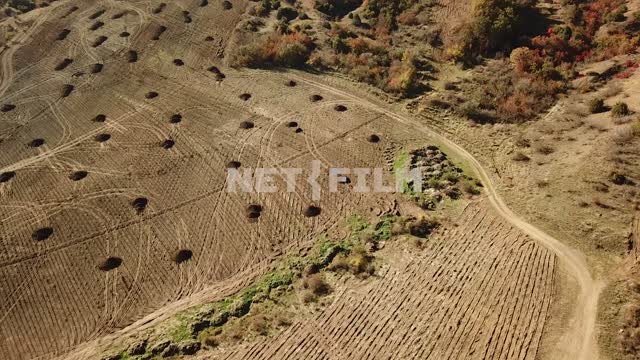 Aerial photo, survey copter, the Crimean field harvested Aerial photo, survey copter, the Crimean...