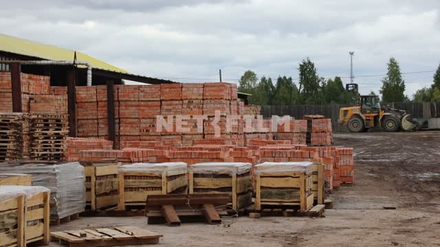 Views of the outdoor warehouse of the brick factory.
The bricks, Russia, loader, brick factory,...