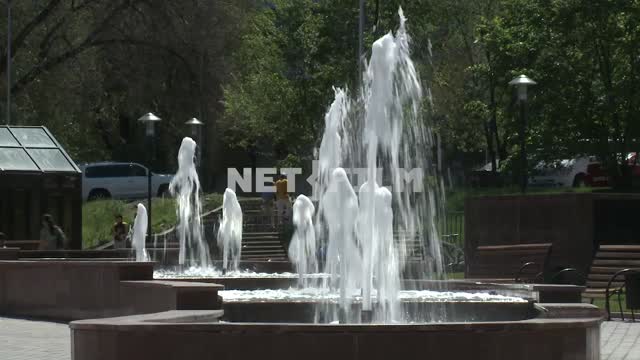 City fountain, summer Fountain, city, summer