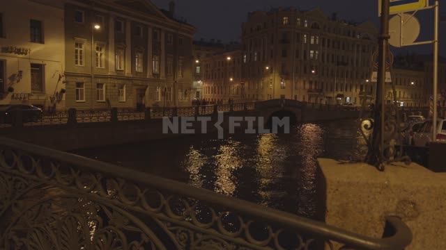 The channel of Saint-Petersburg at night during quarantine 2020 Coronavirus, COVID19, St,...