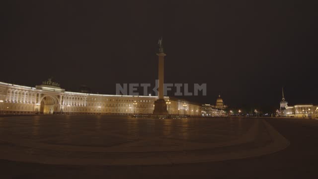 Palace square in the evening Palace square, coronavirus, COVID19, St, -Petersburg, - isolation,...