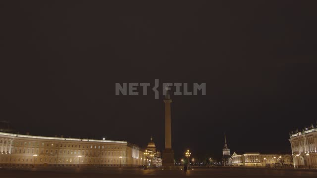 Palace square in the evening Palace square, coronavirus, COVID19, St, -Petersburg, - isolation,...