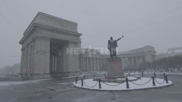 The monument to Mikhail Kutuzov near Kazan Cathedral The Kazan Cathedral, the Monument to M, I,...