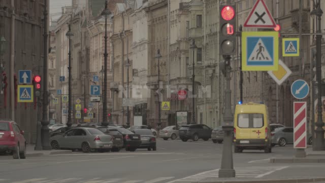 Street in Saint-Petersburg during the quarantine 2020 Coronavirus, COVID19, St, -Petersburg, -...