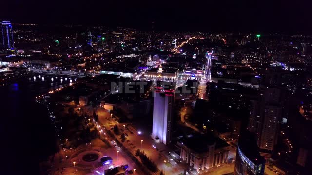 Yekaterinburg, night views of the city center Yekaterinburg-City, business house "Demidov", night,...