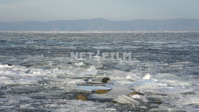 The beginning of ice cover of lake Baikal, the sludge Russia, Siberia, lake Baikal, nature, Baikal...