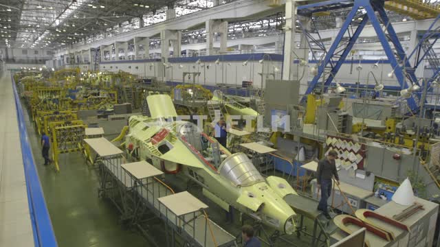 The Assembly of fighter aircraft factory in the shop.
Russia, military aviation, fighter, build,...