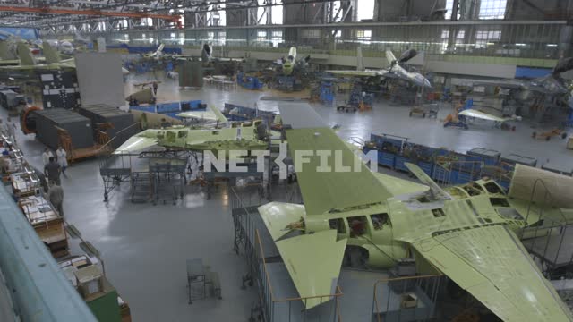 Top view in the shop aircraft plant.
Russia, military aviation, fighter, build, plant, aircraft...