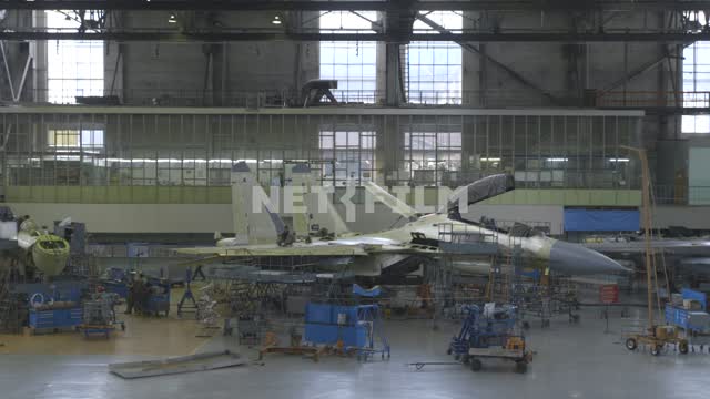 Aircraft factory, assembling fighter.
Russia, military aviation, fighter, build, plant, aircraft...