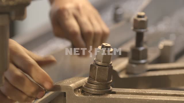 Turner pulls out of the clamps, machined detail.
Mill, lathe, machine, detail, metal, shavings,...