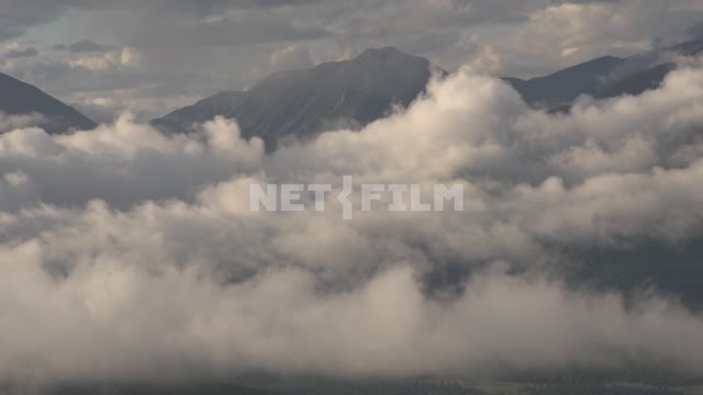 View of the Eastern Sayan mountains, clouds Russia, Siberia, Sayan, Tunka valley, nature, Baikal...