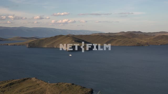 View of lake Baikal from the ferry to the island of Olkhon Russia, Siberia, Baikal lake, Olkhon...