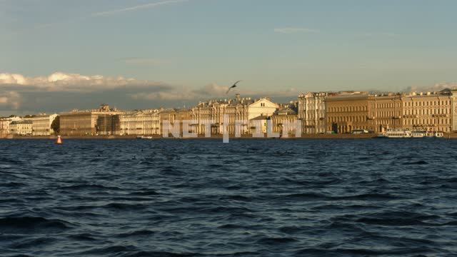 View of the Neva river in St. Petersburg, pleasure boats Russia, Saint-Petersburg, Neva river,...