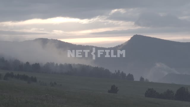 Twilight in a mountain valley.
Evening, night, mountain, forest, field, valley, meadow, sky,...