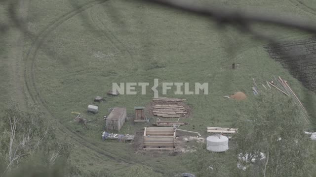 Top view of the construction of the estate.
The field of construction, log, logs, lumber,...
