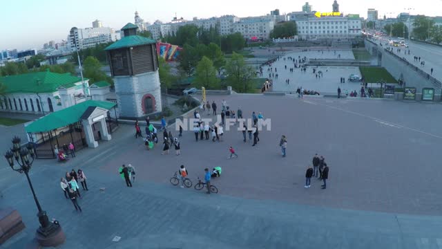Shooting with the drone, the view from behind of the monument on the square, Yekaterinburg.
The...