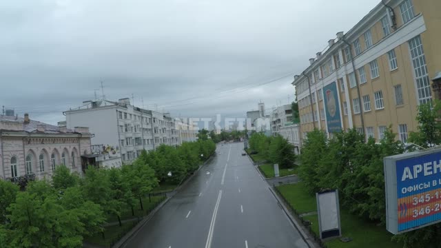 Deserted street in Yekaterinburg during a pandemic 2020. Russia, Yekaterinburg, city, - isolation,...