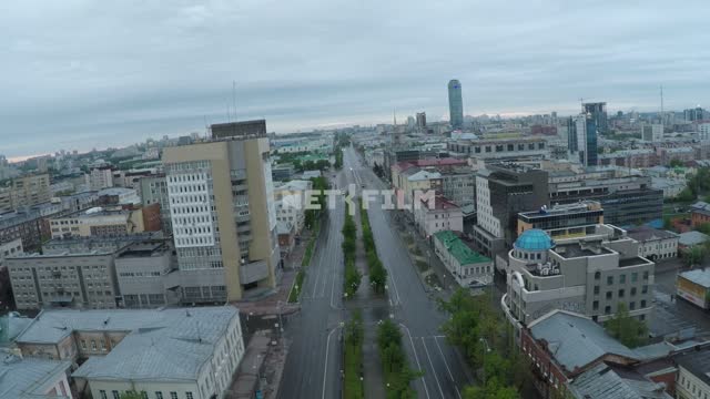 Top view of the deserted main Avenue.
Russia, Yekaterinburg, city, - isolation, quarantine,...