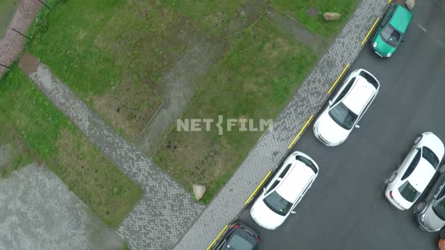 The camera flies over a deserted courtyard, monument tanks, empty Parking lot.
Russia,...