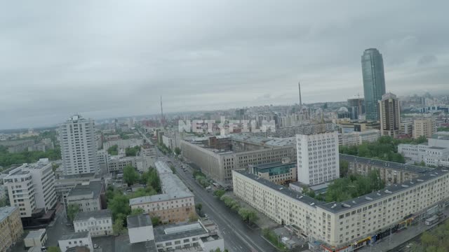 Empty city during a pandemic 2020, shooting with quadrocopter.
Russia, city, skyscraper,...