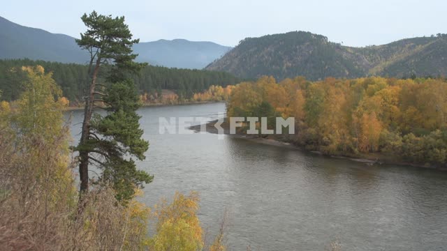 River in Eastern Siberia, autumn landscape Russia, Siberia, Baikal, Barguzin valley, the Barguzin,...