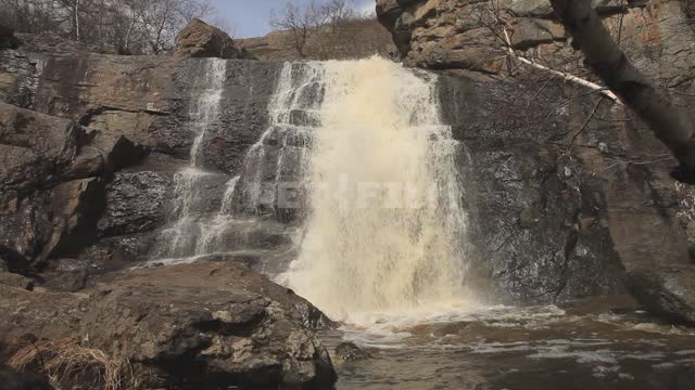 Gadelsha Waterfall Waterfall, water, rifts, splashes, stones, boulders, rocks, trees, nature