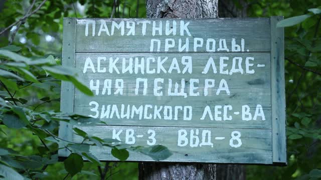 Аскинская пещера, табличка на дереве Урал, природа, лес, деревья, табличка, указатель, надпись