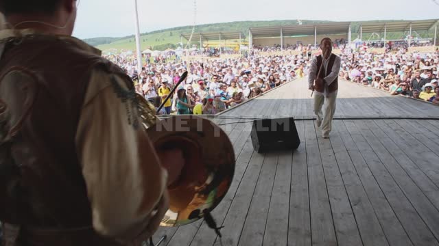 National holiday, musicians perform on the stage Ural, Salavatsky district, holiday, artists,...