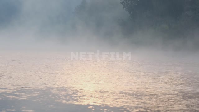 Morning fog Ural, Salavatsky district, morning, dawn, sunrise, fog, river, water, nature