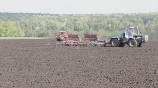 Field work, tillage, sowing Ural, agriculture, field, arable land, field work, sowing work,...