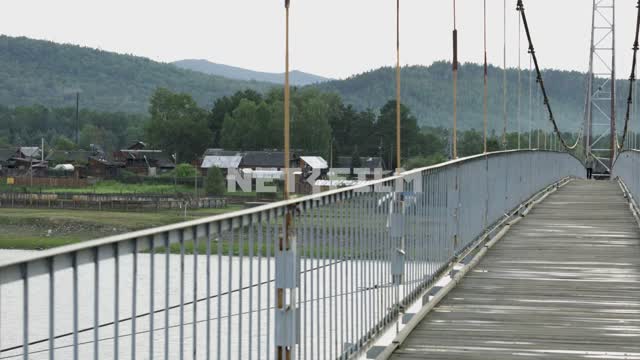 The bridge over the river Bridge, river, home, river, trees, mountains, hills, people, beach,...