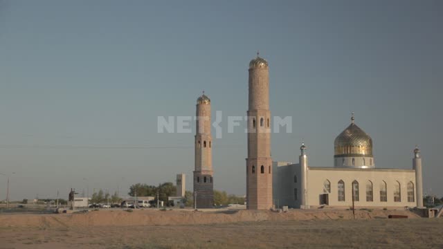 Beautiful Muslim mosque on the edge of the city of Baikonur....