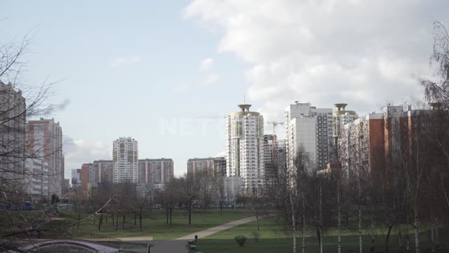 Moscow.
View of an empty residential yard during quarantine quarantine, virus, coronavirus, Moscow,...