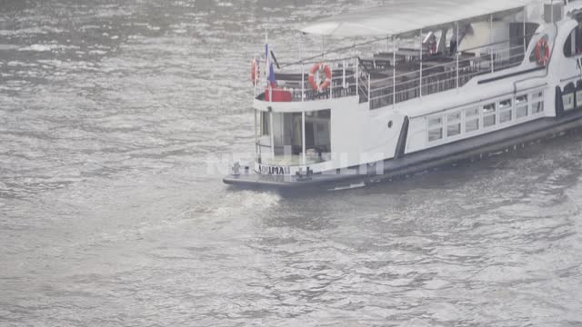 Pleasure boat "Pilot" sails on the Moscow River River transport, boat, river, water, summer