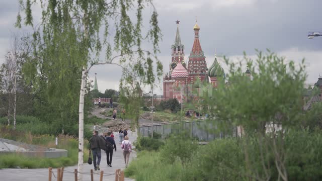 View of St. Basil's Cathedral from Zaryadye Park Zaryadye, St. Basil's Cathedral, Spasskaya Tower,...