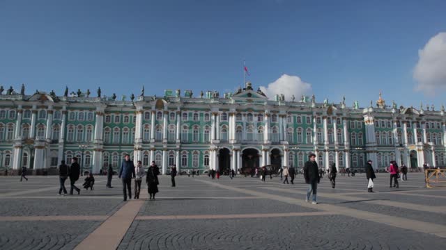 People on the square in front of the State Hermitage Museum Hermitage, museum, Winter Palace,...