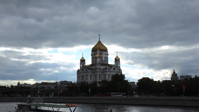 Cathedral of Christ the Savior on a cloudy day Cathedral of Christ the Savior, landmark, Moscow,...