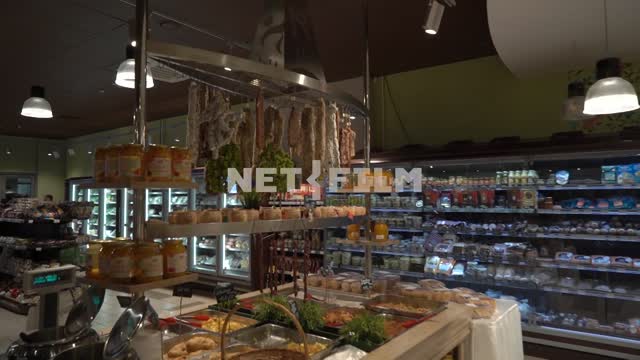 Grocery store, shopping hall Shop, deli, food, food, shopping hall, showcases, counters,...