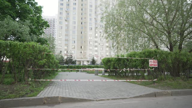 Closed entrance to the square, General plan.
Quarantine in Moscow quarantine, virus, coronavirus,...