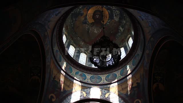 Voznesensky military All-Cossack Patriarchal Cathedral in Novocherkassk, lamp and painting under...