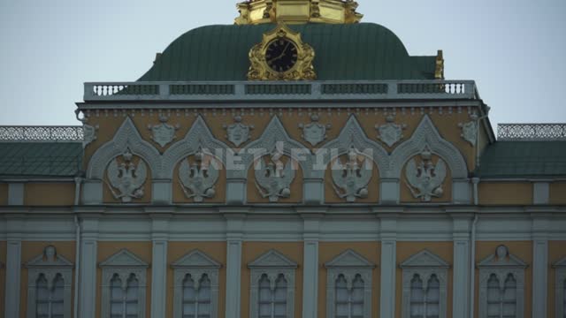 The Grand Kremlin Palace, shooting with the camera moving back Kremlin, Grand Kremlin Palace, roof,...